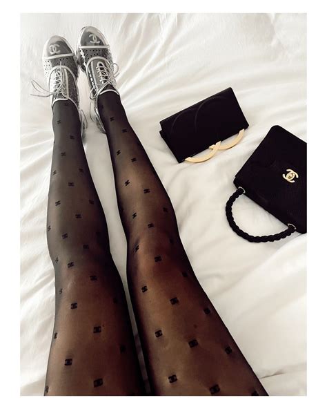 chanel tights black|Chanel logo tights dupe.